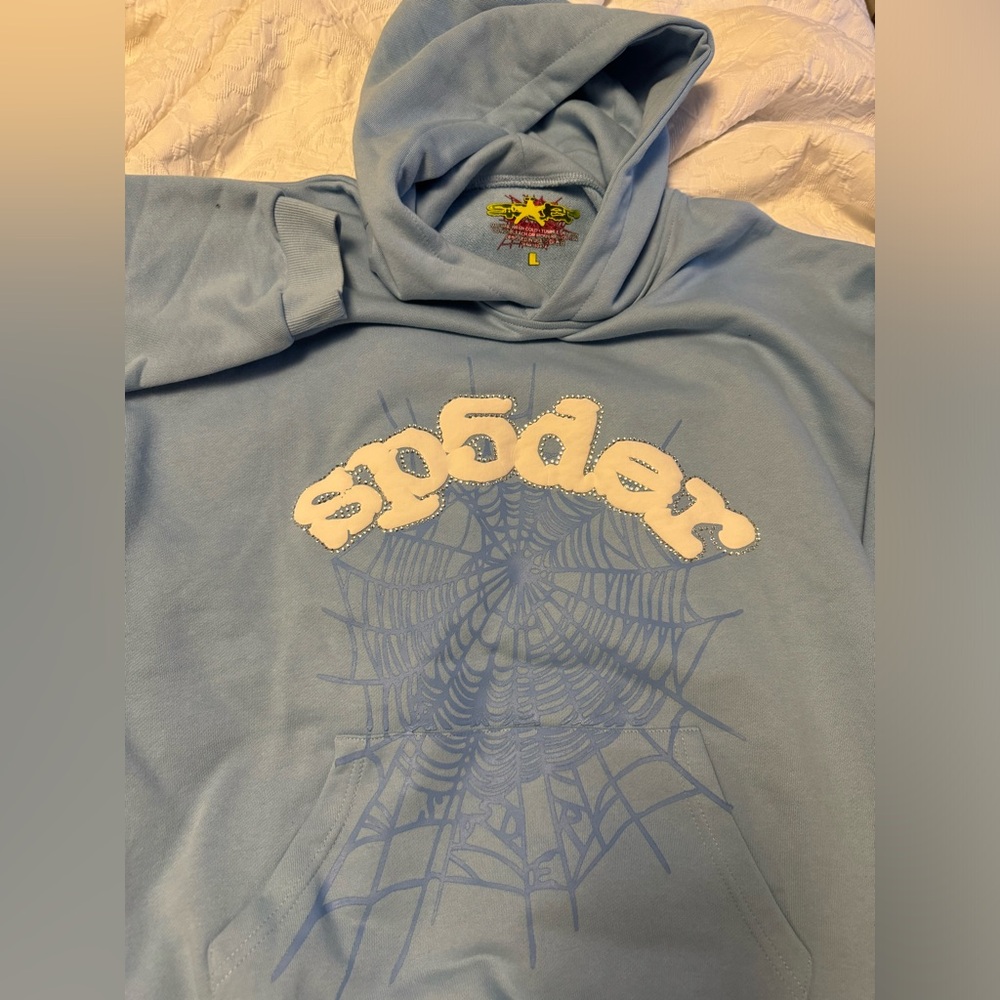 Sp5der Light blue Hoodie